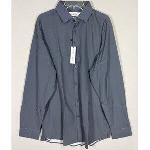 NWT Mizzen Main Leeward Shirt Mens XXL Blue Polka Dot Trim Fit USA Made